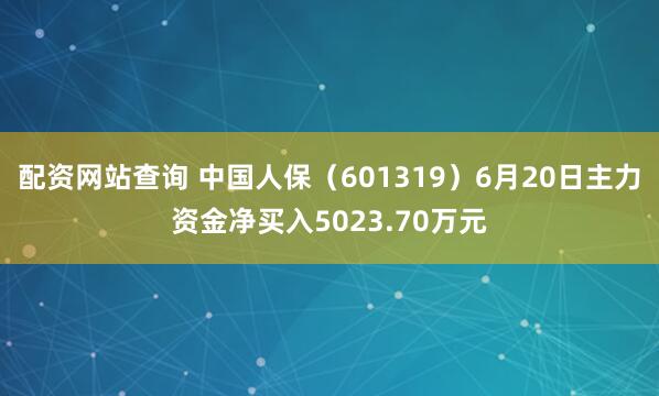 配资网站查询 中国人保（601319）6月20日主力资金净买入5023.70万元